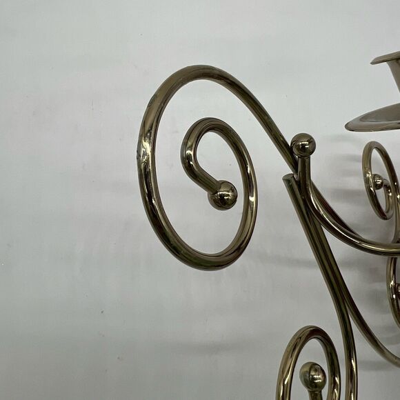 2 Pc Brass Toned Scroll Wall Mounted Taper Candle Sconces - Picture 7 of 9